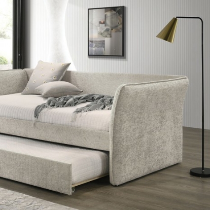 Furniture Of America Yuri Contemporary Engineered Wood, Fabric Beige Twin Daybed W/ Trundle | FM1203BG-BED