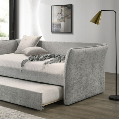Furniture Of America Yuri Contemporary Engineered Wood, Fabric Gray Twin Daybed W/ Trundle | FM1203GY-BED