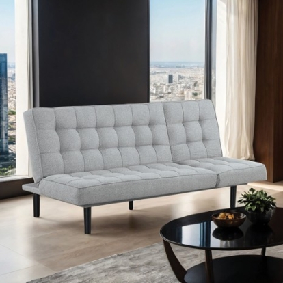 Furniture Of America Naperville Contemporary Fabric, Foam, Rubberwood, Solid Wood, Others Light Gray Futon Sofa | FM2802LG