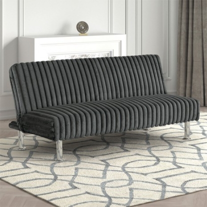 Furniture Of America Hinwil Contemporary Engineered Wood, Fabric, Foam, Metal Charcoal Futon Sofa Bed | FM2903DG