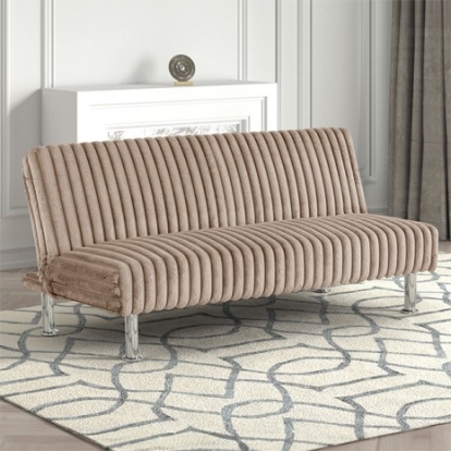 Furniture of America Hinwil Contemporary Engineered with Wood Fabric Foam Metal Taupe Futon Sofa Bed Model FM2903TP