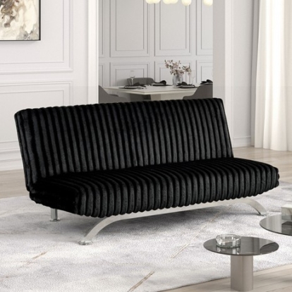 Furniture of America Villeneuve Contemporary Engineered with Wood Fabric Metal Black Futon Sofa Bed Model FM2906BK