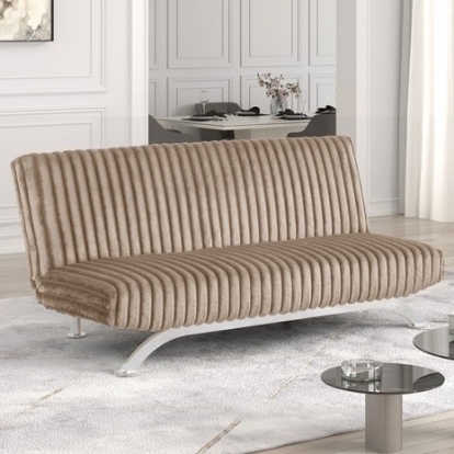 Furniture of America Villeneuve Contemporary Engineered with Wood Fabric Metal Taupe Futon Sofa Bed Model FM2906TP