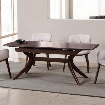 Furniture Of America Hadsten Mid-Century Modern Full Solid Rubberwood Rich Walnut 78" Dining Table | FM30004WN-T-78