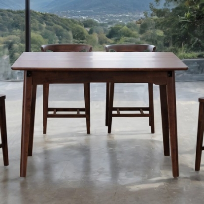 Furniture Of America Croglio Mid-Century Modern Full Solid Rubberwood Rich Walnut Counter Ht Table | FM30008WN-PT