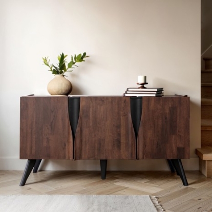 Furniture Of America Sobral Mid-Century Modern Full Solid Rubberwood Rich Walnut 62" Server | FM30012WN-SV-62