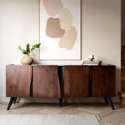Furniture Of America Sobral Mid-Century Modern Full Solid Rubberwood Rich Walnut 78" Server | FM30012WN-SV-78
