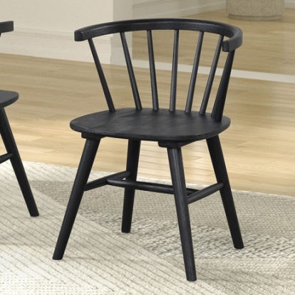 Furniture of America Yate Mid-Century Modern Engineered with Wood Oak Veneer Rubberwood Black Dining Chair (2-Ctn) Model FM3102BK-SC-2PK
