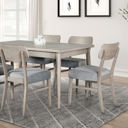 Furniture of America Keynes Transitional Fabric Melamine Gray Dining Table Model FM3201GY-T