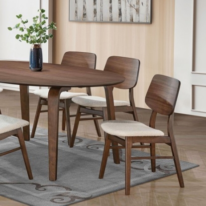 Furniture of America Narvik Mid-Century Modern Engineered with Wood Fabric Solid with Wood Veneer Walnut Dining Table Model FM3212WN-T-TABLE