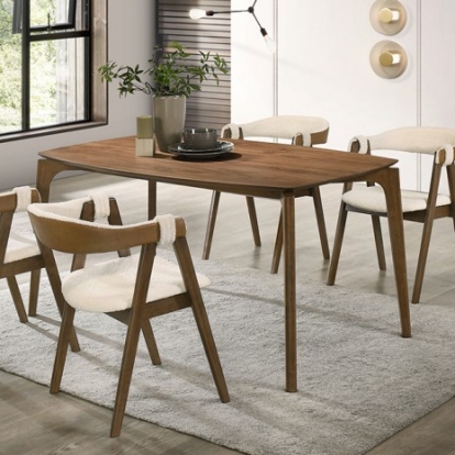 Furniture Of America Ebikon Mid-Century Modern Engineered Wood, Solid Rubberwood, Walnut Walnut Dining Table | FM3216WN-T