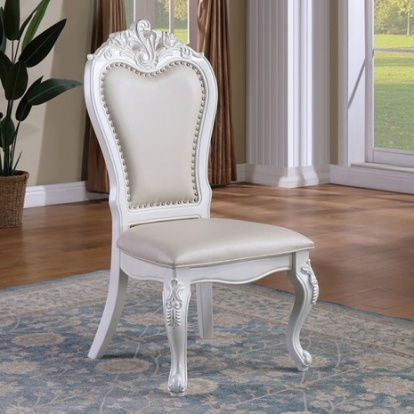 Furniture Of America Manzanita Traditional Leatherette, Polyresin, Solid Wood, Others White Side Chair | FM3261WH-SC-2PK