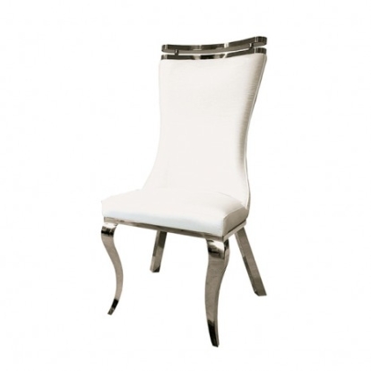 Furniture Of America Palazzo Glam Fabric, Foam, Stainless Steel White Silver Chair (2/Ctn) | FM33010WH-SC-2PK