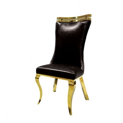 Furniture Of America Palazzo Glam Fabric, Foam, Stainless Steel Black Chair, Gold/Black (2/Ctn) | FM33011BK-SC-2PK