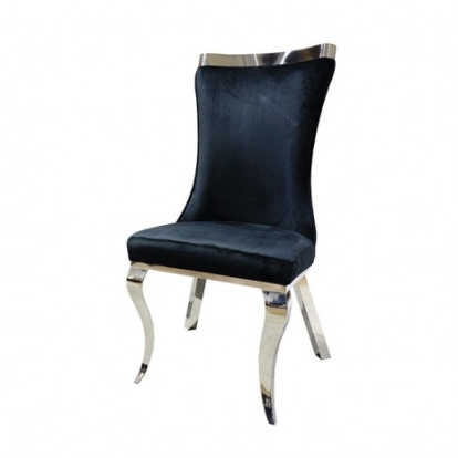 Furniture Of America Basilicata Glam Fabric, Foam, Stainless Steel Black Chair, Silver/Black (2/Ctn) | FM33012BK-SC-2PK