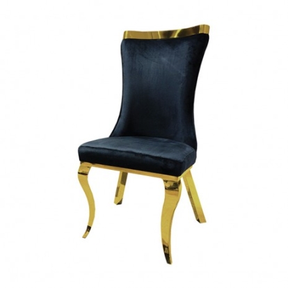 Furniture Of America Basilicata Glam Fabric, Foam, Stainless Steel Black Gold Chair (2/Ctn) | FM33013BK-SC-2PK
