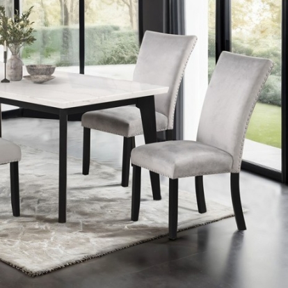 Furniture of America Sabro Contemporary Engineered with Wood Marble Solid Rubberwood Black-White Rect Dining Table Model FM3330BK-T-TABLE