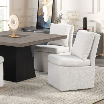 Furniture Of America Broager Contemporary Boucle Chenille Fabric, Engineered Wood, Metal, White Oak Veneer, Solid Wood Rustic Oak/Dark Walnut Square Table | FM3331DB-ST-TABLE