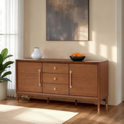 Furniture Of America Hepburne Mid-Century Modern Acacia Wood, Rubberwood, Solid Poplar, Walnut Veneer Walnut Server | FM34000WN-SV