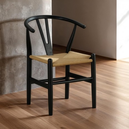Furniture Of America Assentoft Mid-Century Modern Solid Rubberwood Black Side Chair (2Pc/Ctn) | FM34002BK-SC-2PK
