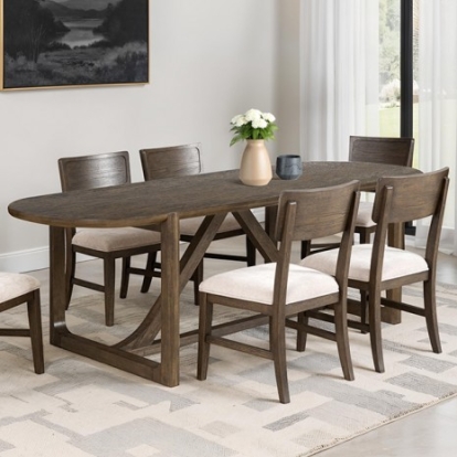 Furniture Of America Vellara Transitional Engineered Wood, Fabric, Foam, Oak Veneer, Solid Rubberwood, Stone Dark Walnut Dining Table, Wood Top | FM34021DW-OTWT-TABLE