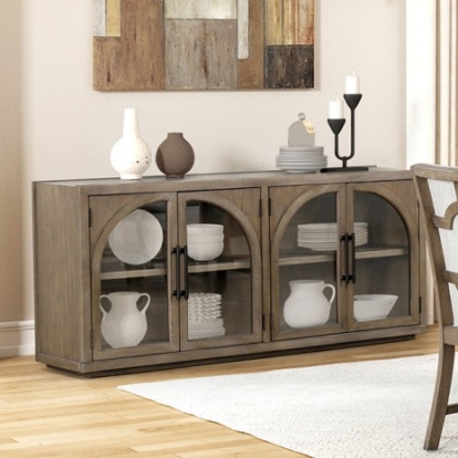 Furniture Of America Clements Modern Farmhouse Engineered Wood, Fabric, Foam, Glass, Oak Veneer, Rubberwood Oak Sideboard | FM3411AK-SV