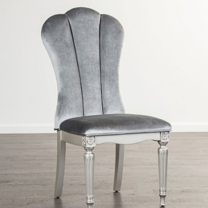Furniture of America Melodi Parc Glam Fabric Solid with Wood Silver-Light Gray Side Chair (2-Ctn) Model FM3416SV-SC-2PK