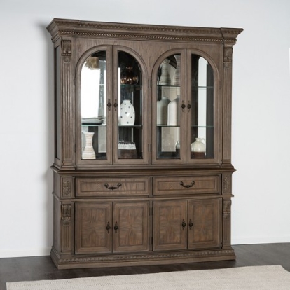 Furniture Of America Seven Oaks Traditional Solid Wood, Wood Veneer, Others Weathered Oak Hutch & Buffet | FM3418AK-HB-SET-Buffet