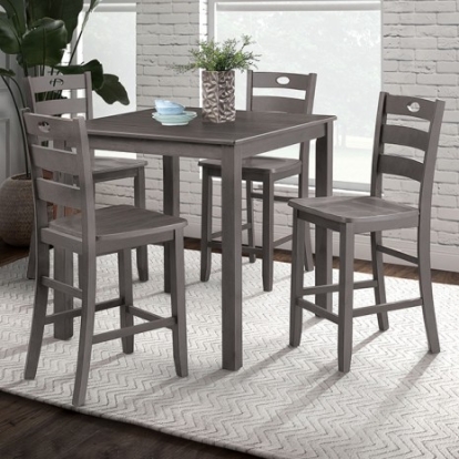 Furniture Of America Lubbock Transitional Wood Veneer, Others Gray 5 Pc. Counter Ht. Table Set | FM3419GY-PT-5PK