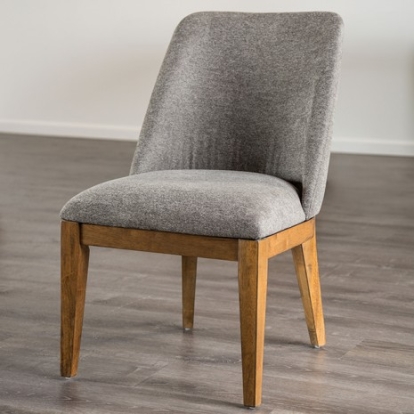 Furniture of America Mandal Transitional Fabric Solid with Wood Veneer Chestnut-Gray Side Chair (2-Ctn) Model FM3421GY-SC-2PK