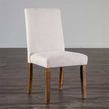 Furniture Of America Losone Rustic Fabric, Solid Wood, Wood Veneer, Others Brown/White Side Chair (2/Ctn) | FM3422WH-SC-2PK