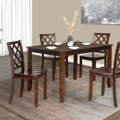 Furniture Of America Yamhill Transitional Solid Rubberwood, Wood Veneer, Others Dark Cherry 5 Pc. Dining Table Set | FM3424CH-T-5PK