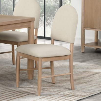 Furniture Of America Rheinfall Transitional Acacia Veneer, Engineered Wood, Fabric, Foam, Solid Rubberwood Natural/Beige Dining Chair | FM3426NT-SC-2PK
