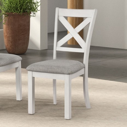 Furniture of America Ferrone Rustic Farmhouse Engineered with Wood Fabric Oak Veneer Rubberwood Rustic White Oak Side Chair (2-Ctn) Model FM3429WH-SC-2PK