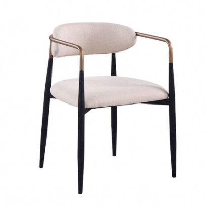 Furniture Of America Neasden Contemporary Engineered Stone, Fabric, Metal, Wood Natural/Black/White Side Chair (2/Ctn) | FM37003NT-AC-2PK