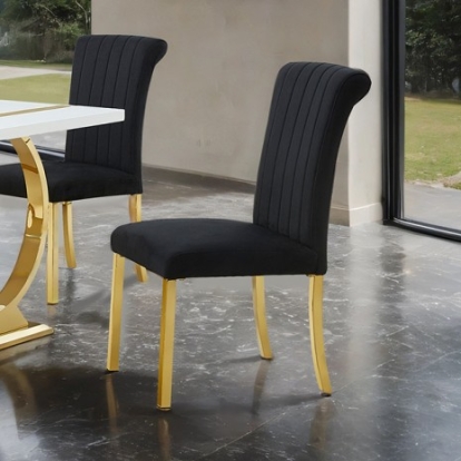 Furniture Of America Holstebro Contemporary Engineered Wood, Fabric, Foam, Steel Gold/Black Side Chair (2/Ctn) | FM37007GB-SC-2PK