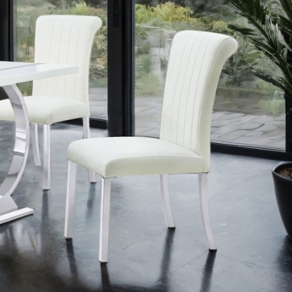 Furniture Of America Holstebro Contemporary Engineered Wood, Fabric, Foam, Steel Silver/White Side Chair (2/Ctn) | FM37007SW-SC-2PK
