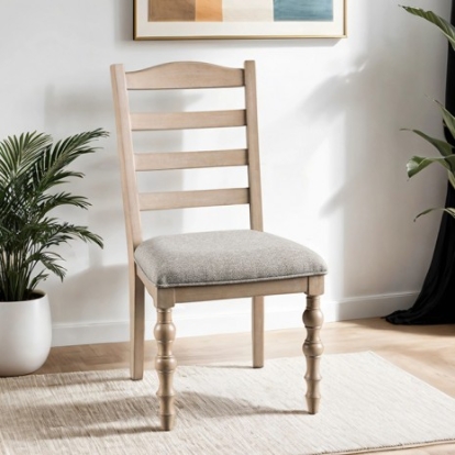 Furniture Of America Chesapeake Modern Farmhouse Solid Rubberwood, White Oak Veneer Light White Wash Side Chair | FM39000AK-SC-2PK