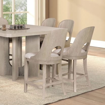 Furniture of America Sterling West Modern Engineered with Wood Solid Rubberwood White Oak Veneer White Oak Square Counter Ht. Table Model FM39004AK-PT