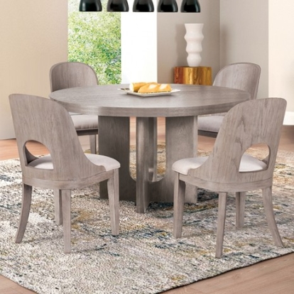Furniture Of America Sterling West Modern Engineered Wood, Solid Rubberwood, White Oak Veneer White Oak Round Dining Table | FM39004AK-RT