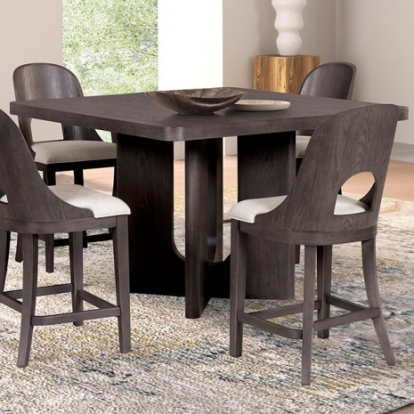 Furniture Of America Sterling West Modern Engineered Wood, Solid Rubberwood, White Oak Veneer Ash Gray Square Counter Ht. Table | FM39004ES-PT