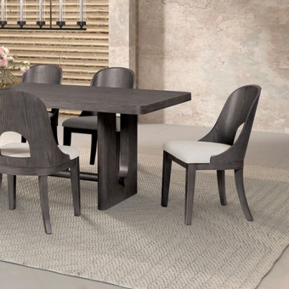 Furniture of America Sterling West Modern Engineered with Wood Solid Rubberwood White Oak Veneer Ash Gray Rect. Dining Table Model FM39004ES-T