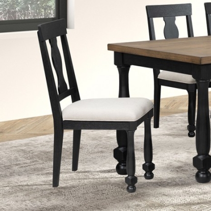 Furniture Of America Neue Mills Modern Farmhouse Acacia, Acacia, Engineered Wood, Rubberwood, Rustic Oak Veneer Black Side Chair | FM39009BK-SC-2PK