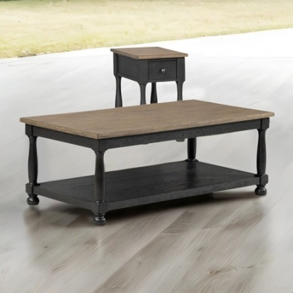Furniture Of America Neue Mills Modern Farmhouse Engineered Wood, Oak Veneer, Solid Rubberwood Weathered Black/Brown Rect Cocktail Table | FM40009BK-C