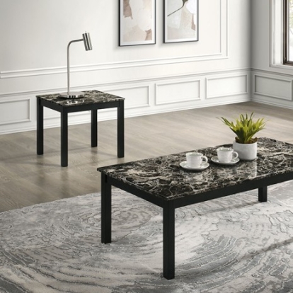 Furniture Of America Findlay Contemporary Engineered Wood, Paper, Rubberwood Black/White 3 Pc. Table Set | FM42900BW-3PK