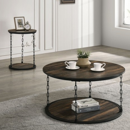 Furniture Of America Ophira Rustic Engineered Wood, Metal, Paper Dark Brown 3 Pc. Table Set | FM42904DB-3PK