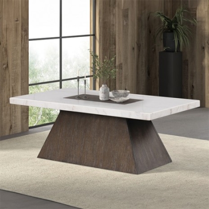 Furniture Of America Grasten Contemporary Engineered Wood, Marble, Oak Veneer, Rubberwood Dark Walnut/White Square Coffee Table | FM4332DB-C-PK