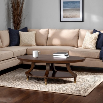 Furniture Of America Westerham Modern Cherry Veneer, Poplar Burl Veneer, Solid Rubberwood Dark Cherry Oval Cocktail Table | FM44001CH-CO