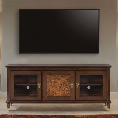 Furniture Of America Westerham Modern Cherry Veneer, Poplar Burl Veneer, Solid Rubberwood Dark Cherry 70" Tv Stand | FM44001CH-TV-70