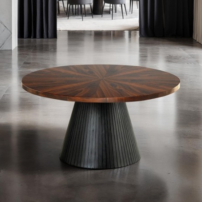 Furniture Of America Surdal Contemporary Engineered Wood, Paper Veneer Black Round Coffe Table | FM44005BK-CR-TABLE
